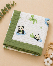 Panda Cuddles - Muslin Baby Blanket